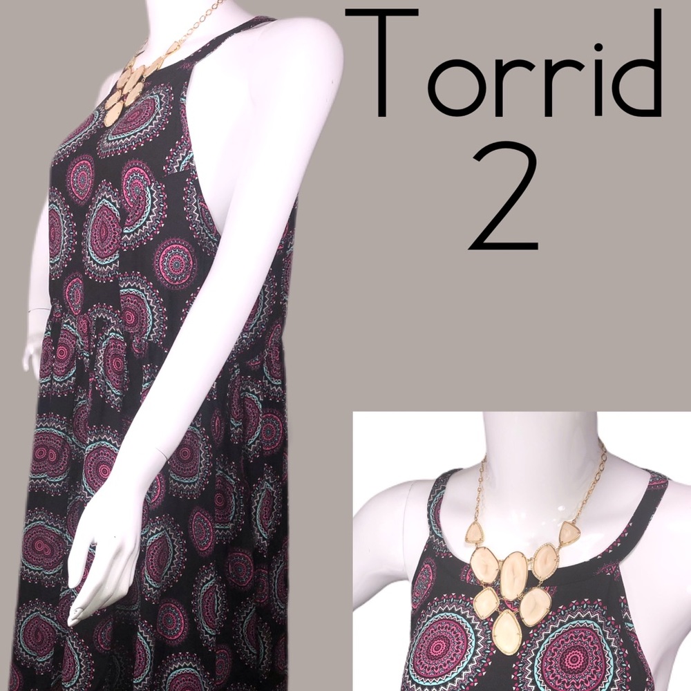 Torrid sz 2 Hi-Low Medallion Flouncy Tank Dress - Picture 2 of 12